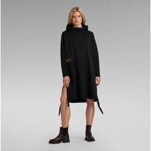 G Star Raw Long Hoodie Sweat Dress Women's S Oversized Graphic Print Grunge